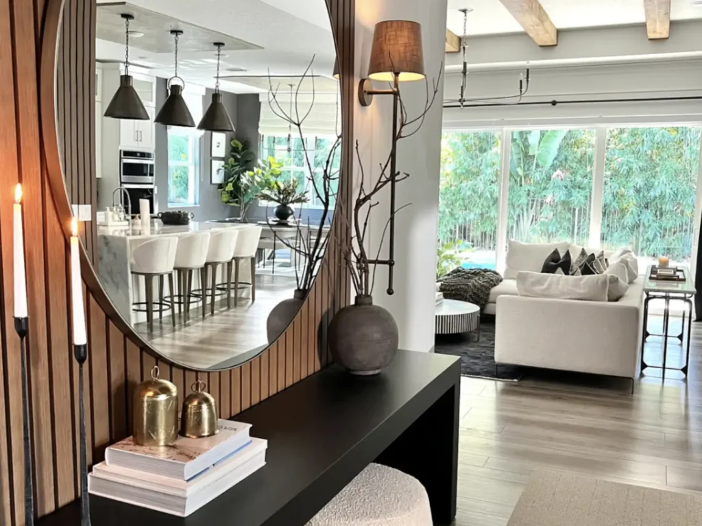 Modern mirror in living room